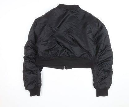Boohoo Women's Black Cropped Bomber Jacket Size 14