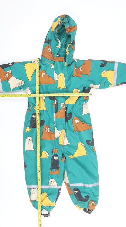 Lindex Unisex Baby Multicoloured Walrus Print Hooded Snowsuit 2-3 Years