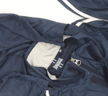 Lonsdale Men's Blue Hooded Windbreaker Jacket Size M