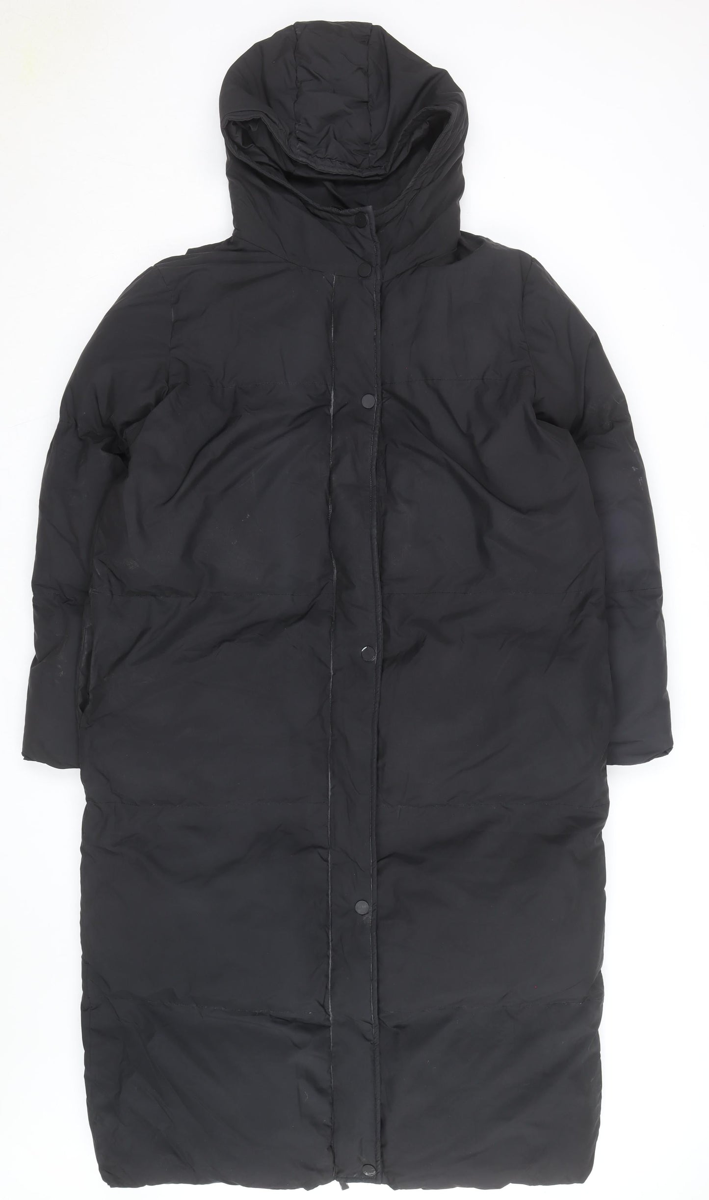 Threadbare Womens Black Long Hooded Puffer Coat Size 14
