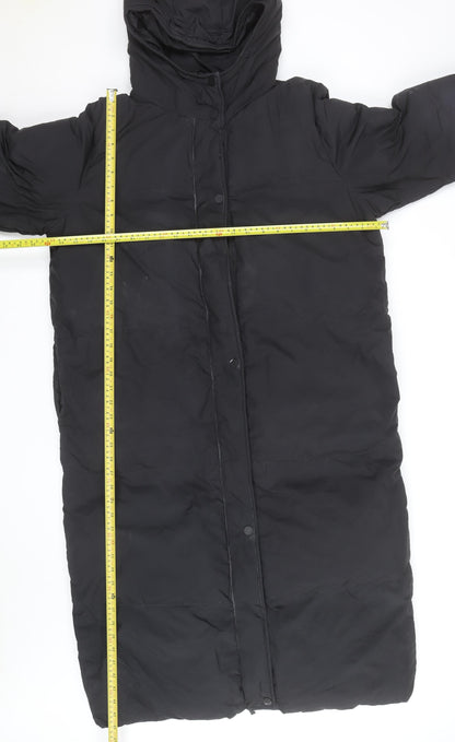 Threadbare Womens Black Long Hooded Puffer Coat Size 14