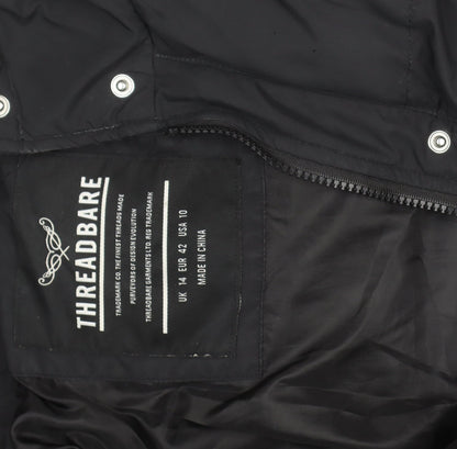 Threadbare Womens Black Long Hooded Puffer Coat Size 14
