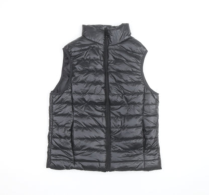 Boohoo Women’s Black Puffer Waistcoat Gilet Size 8 Quilted Zip
