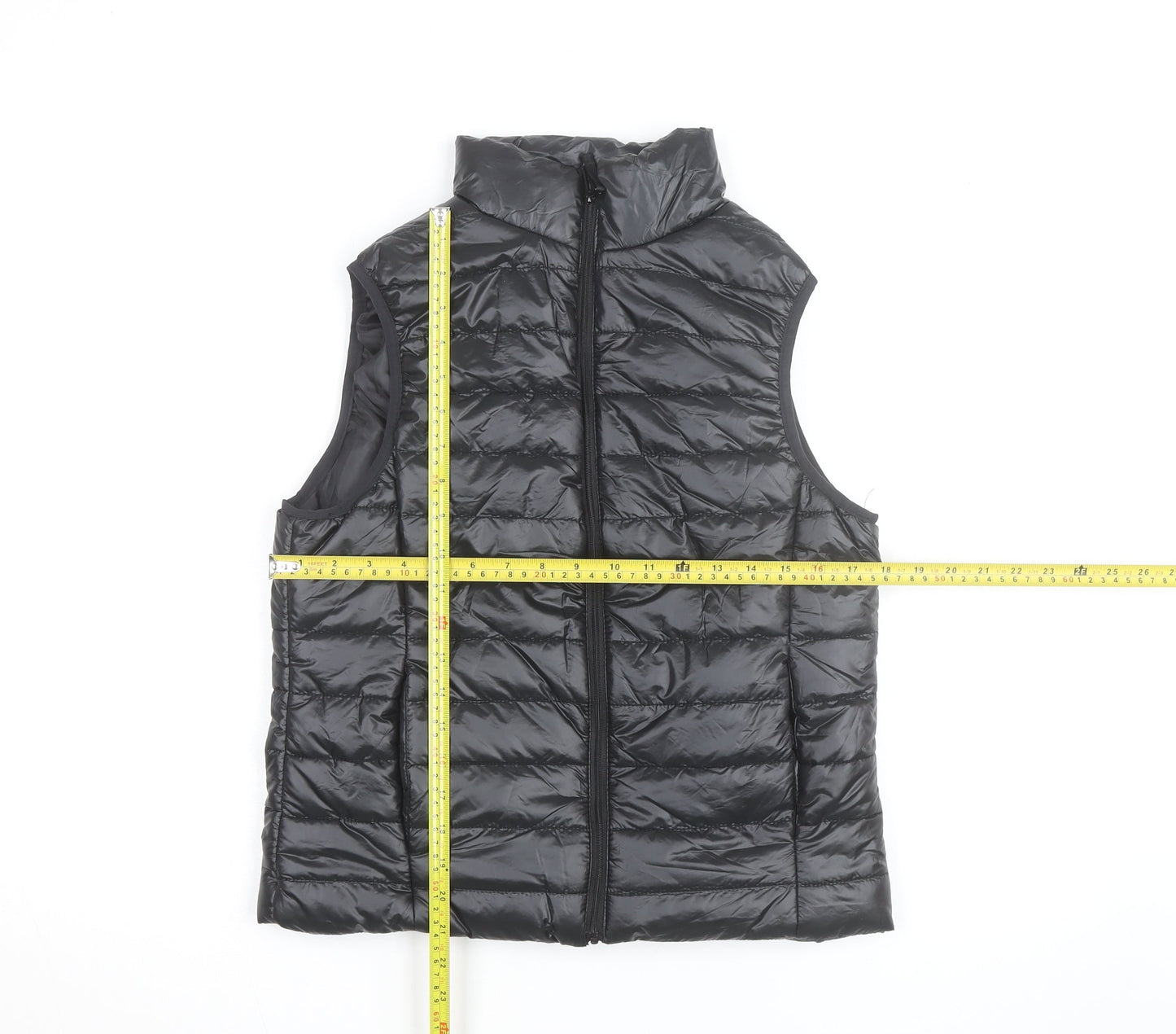 Boohoo Women’s Black Puffer Waistcoat Gilet Size 8 Quilted Zip