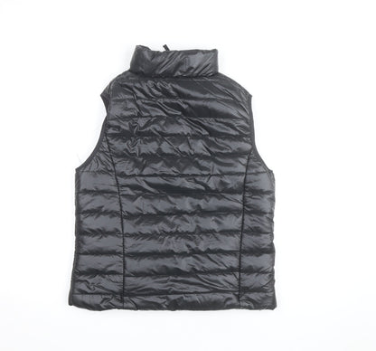 Boohoo Women’s Black Puffer Waistcoat Gilet Size 8 Quilted Zip