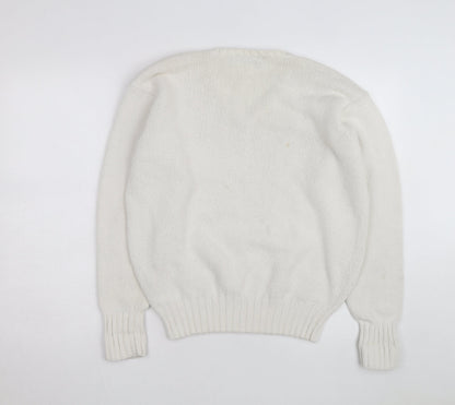Ralph Lauren Men's Ivory V-Neck Cotton Jumper M Classic Fit