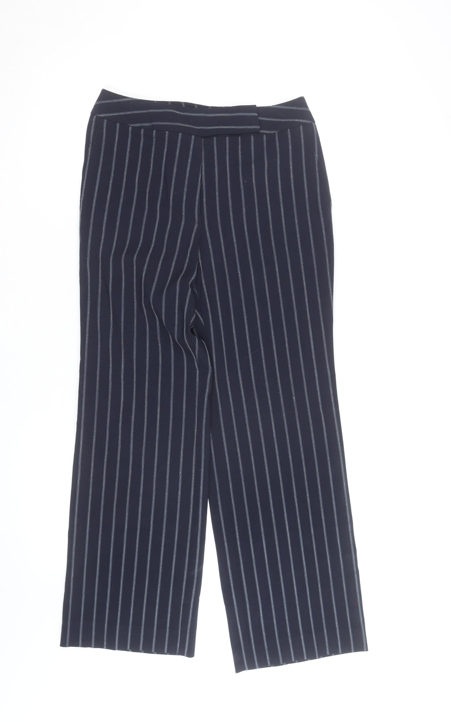 Talbots Petites Navy Pinstripe Wide-Leg Trousers Size 8 Petite