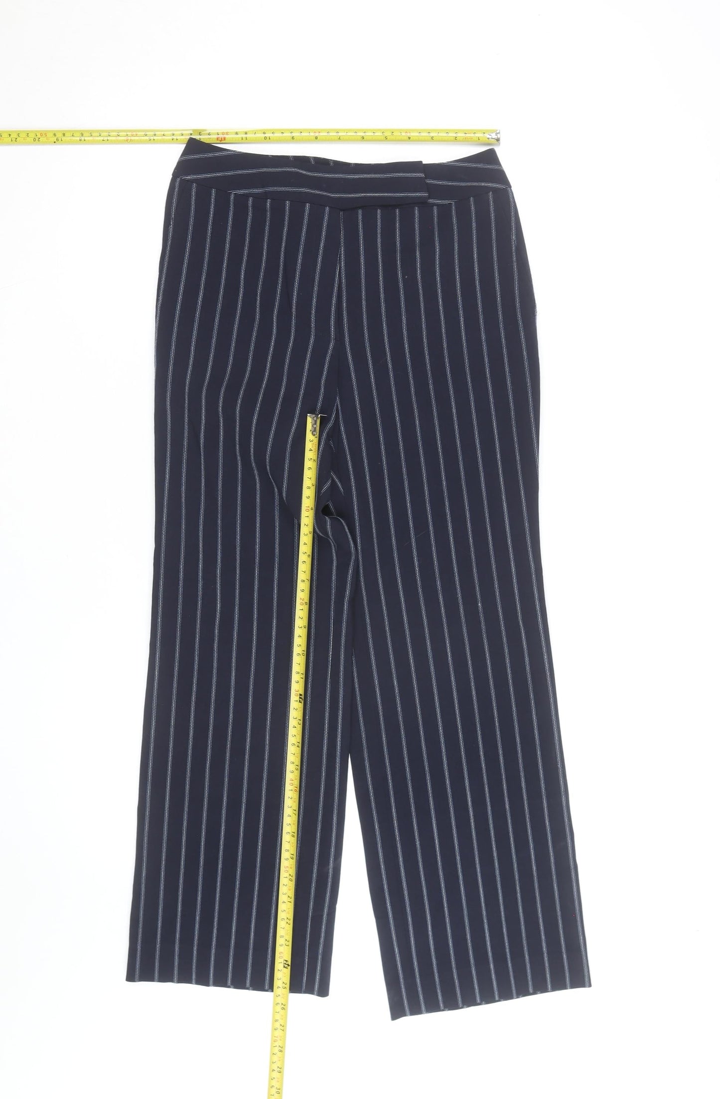 Talbots Petites Navy Pinstripe Wide-Leg Trousers Size 8 Petite