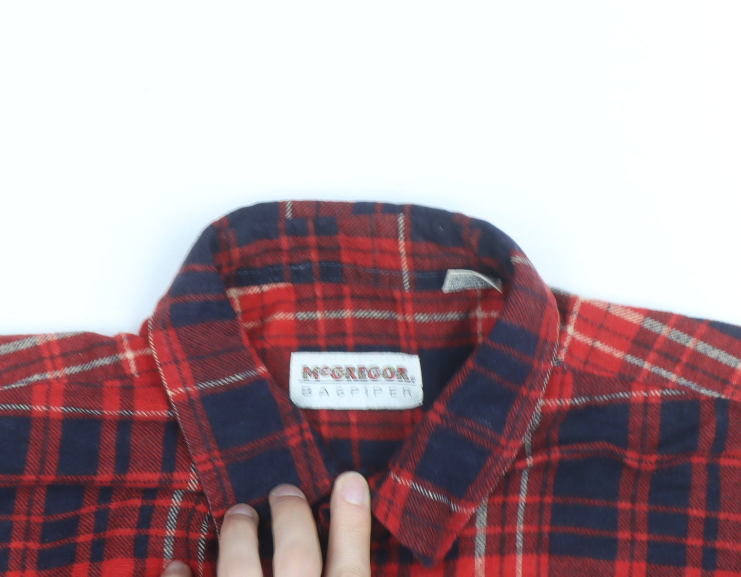 McGregor Men’s Red Plaid Flannel Button-Up Shirt L Vintage