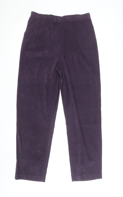 Elaine Women's Purple Velvet Straight Trousers Size 16 Lined