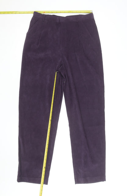 Elaine Women's Purple Velvet Straight Trousers Size 16 Lined