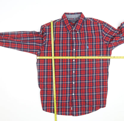 U.S. Polo Assn. Men's Red Plaid Button-Down Cotton Shirt L