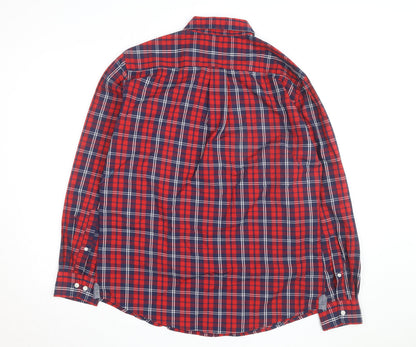 U.S. Polo Assn. Men's Red Plaid Button-Down Cotton Shirt L