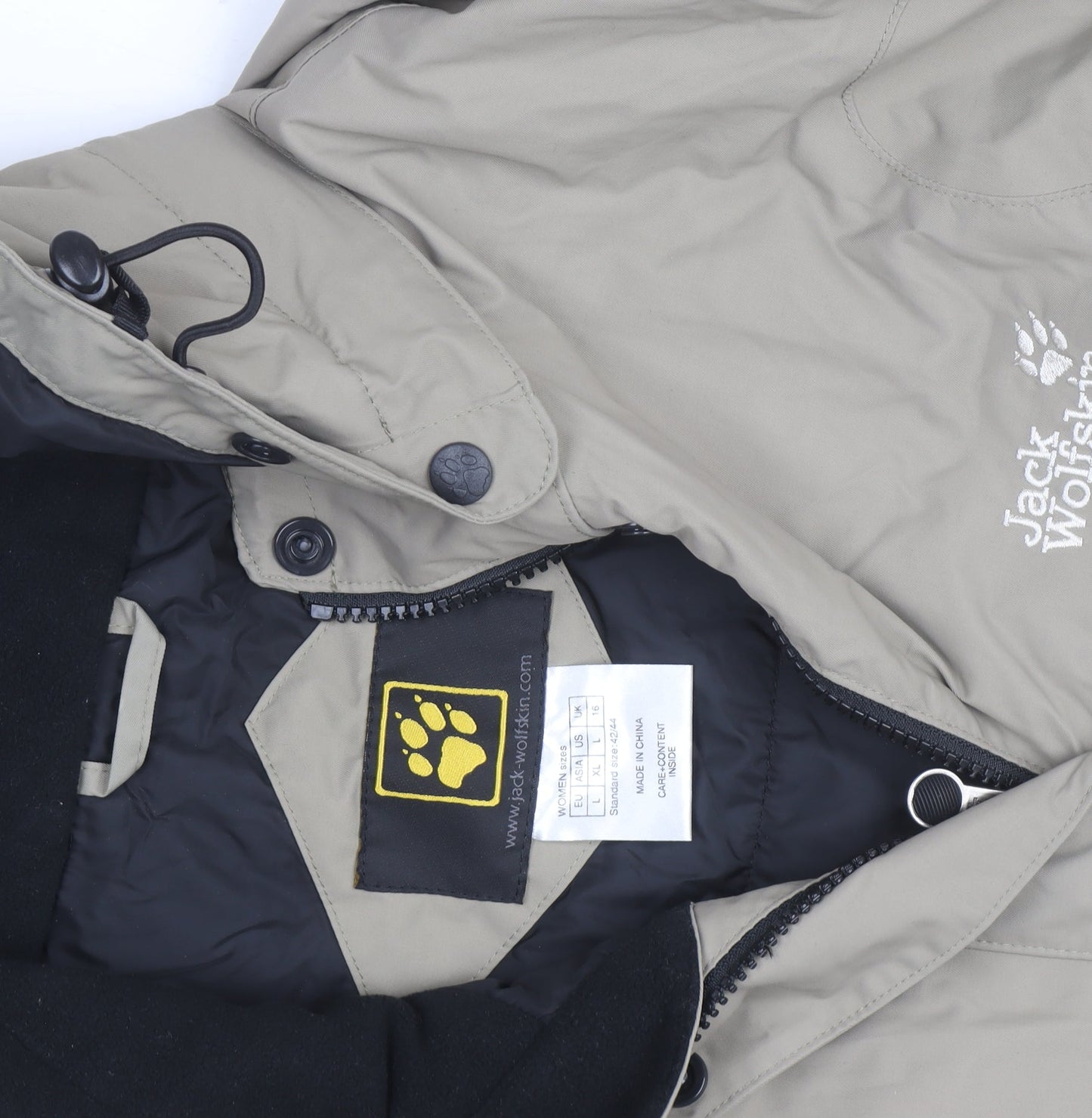Jack Wolfskin Men’s Beige XL Waterproof Parka Jacket Hooded Windproof