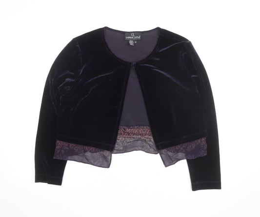 Carole Little Women's Petite Purple Velvet Cardigan Size 10