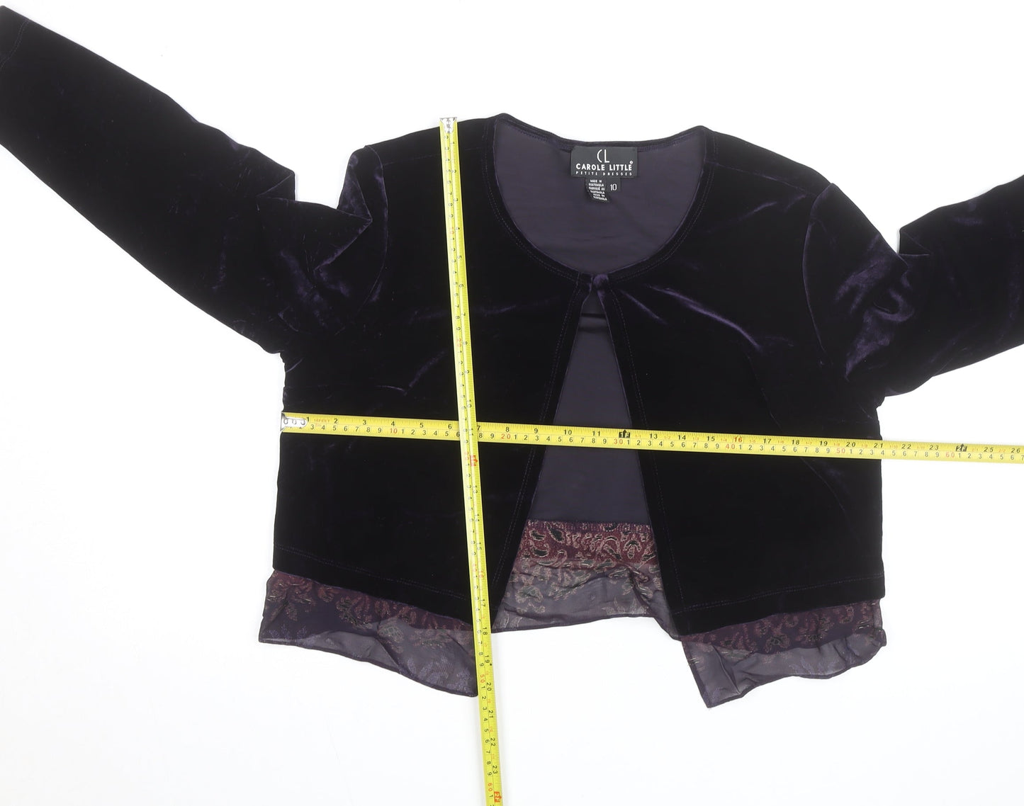 Carole Little Women's Petite Purple Velvet Cardigan Size 10