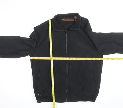 Perry Ellis Men's Black Bomber Jacket L Full Zip Polyester Casual