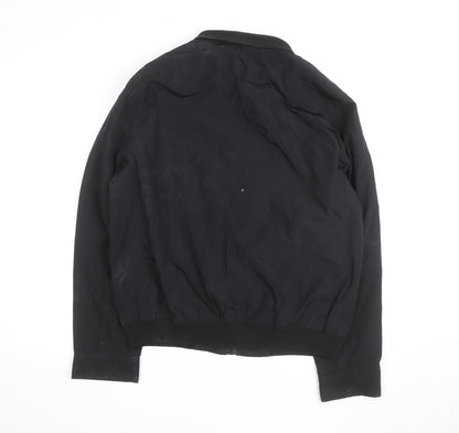 Perry Ellis Men's Black Bomber Jacket L Full Zip Polyester Casual
