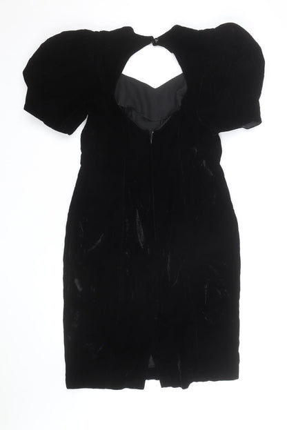Petites by Par Au Mode Women’s Black Velvet Petite Bodycon Dress Size 8