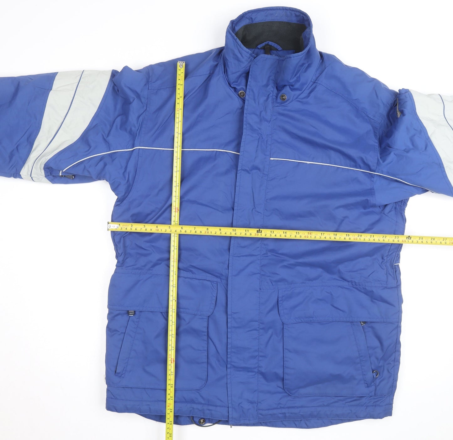 Black Dot Men's Blue Polyester Parka Jacket M Windproof Lined