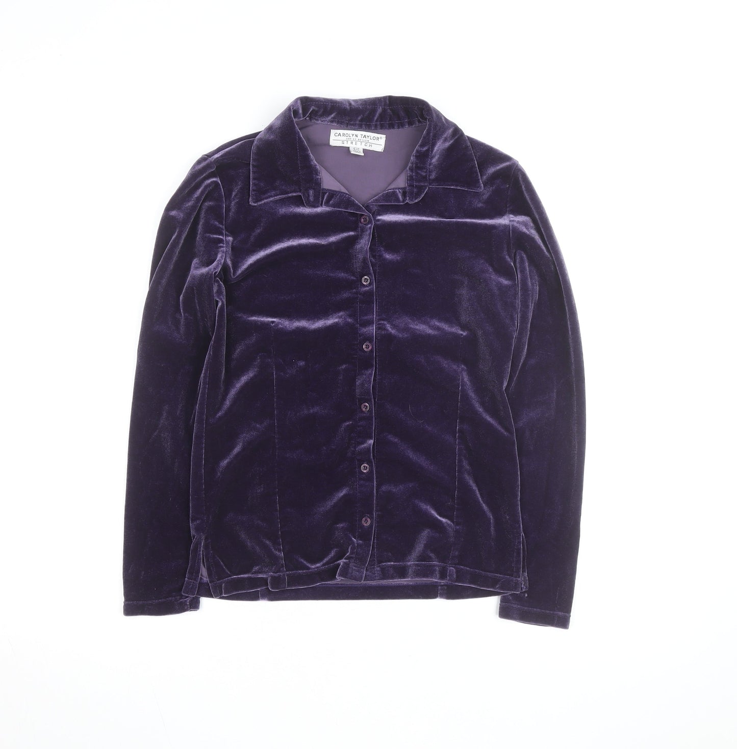 Carolyn Taylor Womens Purple Velvet Button Cardigan Size S