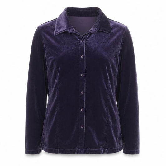 Carolyn Taylor Womens Purple Velvet Button Cardigan Size S
