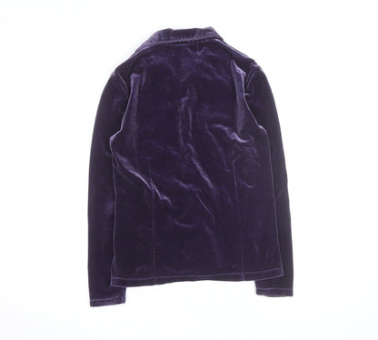 Carolyn Taylor Womens Purple Velvet Button Cardigan Size S