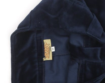 Groggy Women Navy Velvet Flared Trousers Size M High Rise
