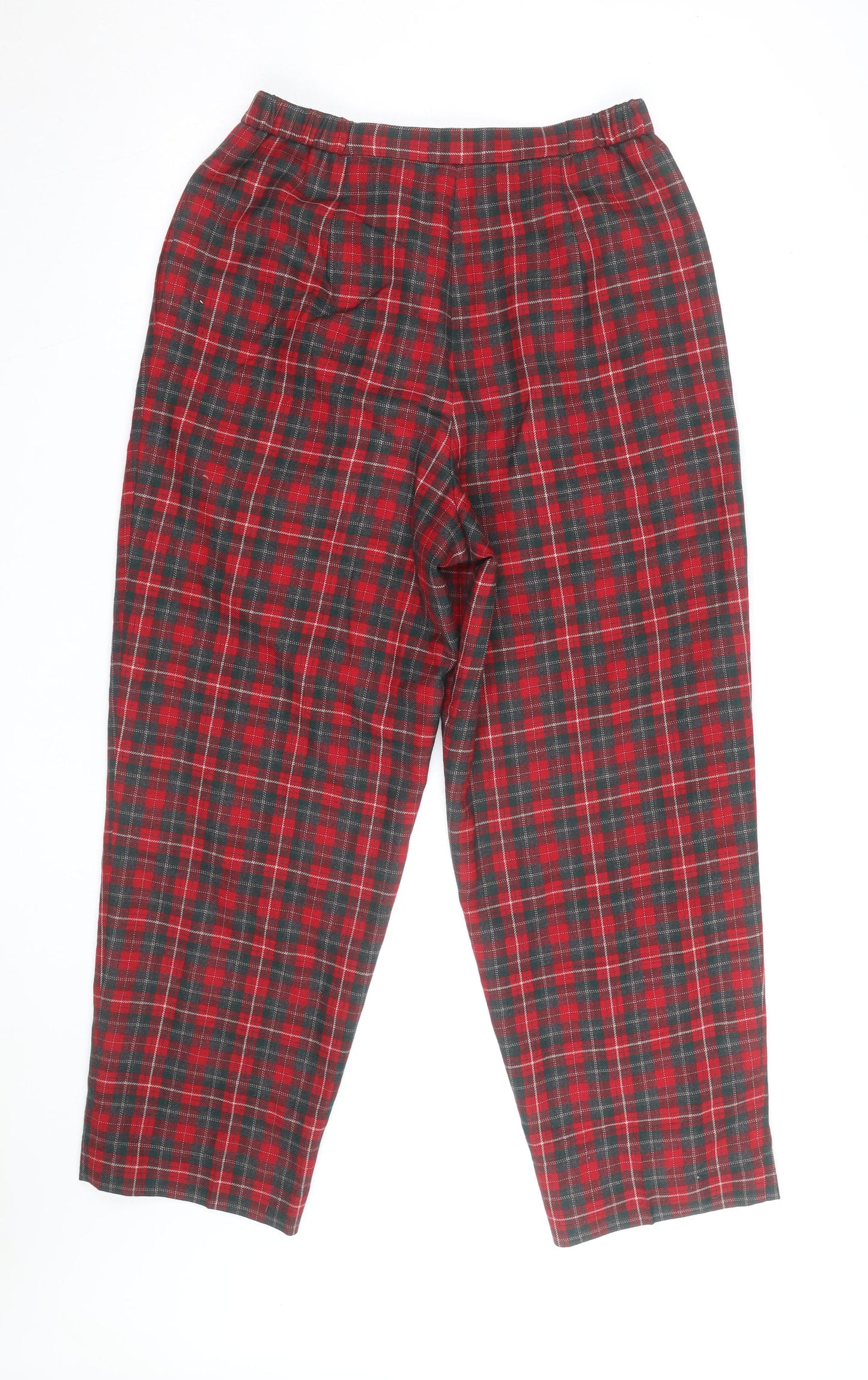 Talbots Women Red Plaid Wool Tapered Trousers Size 14 Petite