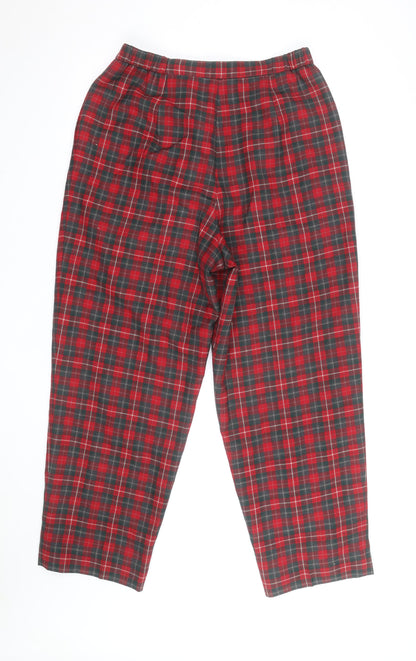 Talbots Women Red Plaid Wool Tapered Trousers Size 14 Petite