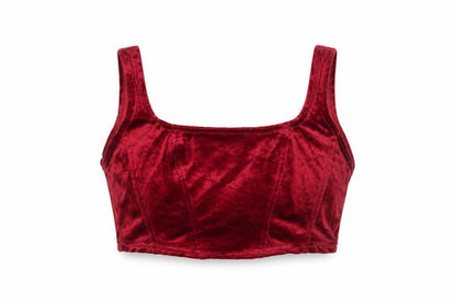 Vintage Women's Red Velvet Cropped Tank Top M