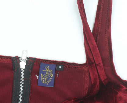 Beyond Retro Women's Red Velvet Cropped Tank Top M