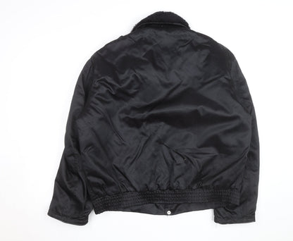 Falcon Men's Black L Faux Fur Collar Bomber Jacket Size L