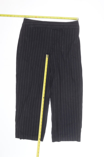 First Option Women's Black Pinstripe Cropped Trousers Size 8