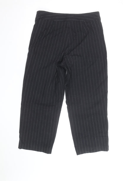 First Option Women's Black Pinstripe Cropped Trousers Size 8