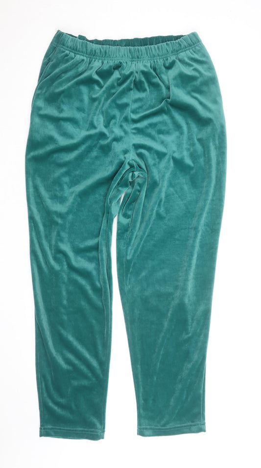 Additional front view of Jaclyn Smith Sport unisex green velour sweatpants m relaxed fit