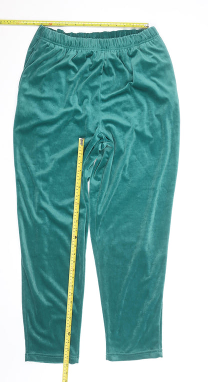 Jaclyn Smith Sport Unisex Green Velour Sweatpants M Relaxed Fit