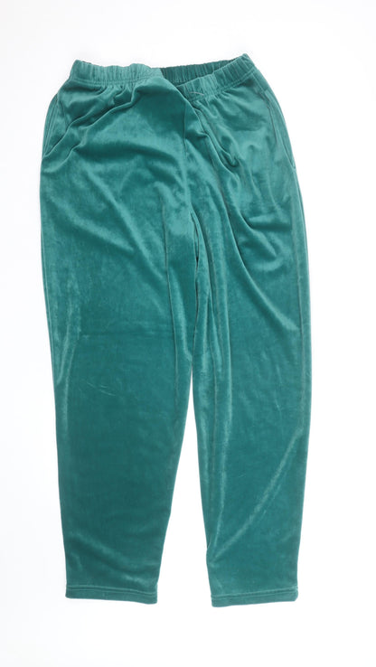 Jaclyn Smith Sport Unisex Green Velour Sweatpants M Relaxed Fit