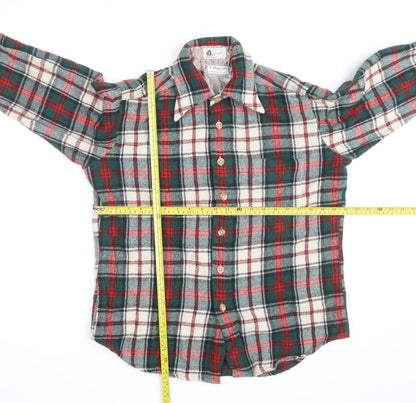 J. Massals Men's Multicoloured Wool Flannel Plaid Button-Up Shirt L