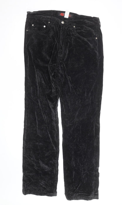 Epidemic Men's Black Velvet Straight-Leg Trousers Size 34