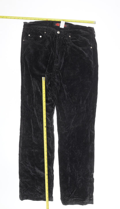 Epidemic Men's Black Velvet Straight-Leg Trousers Size 34