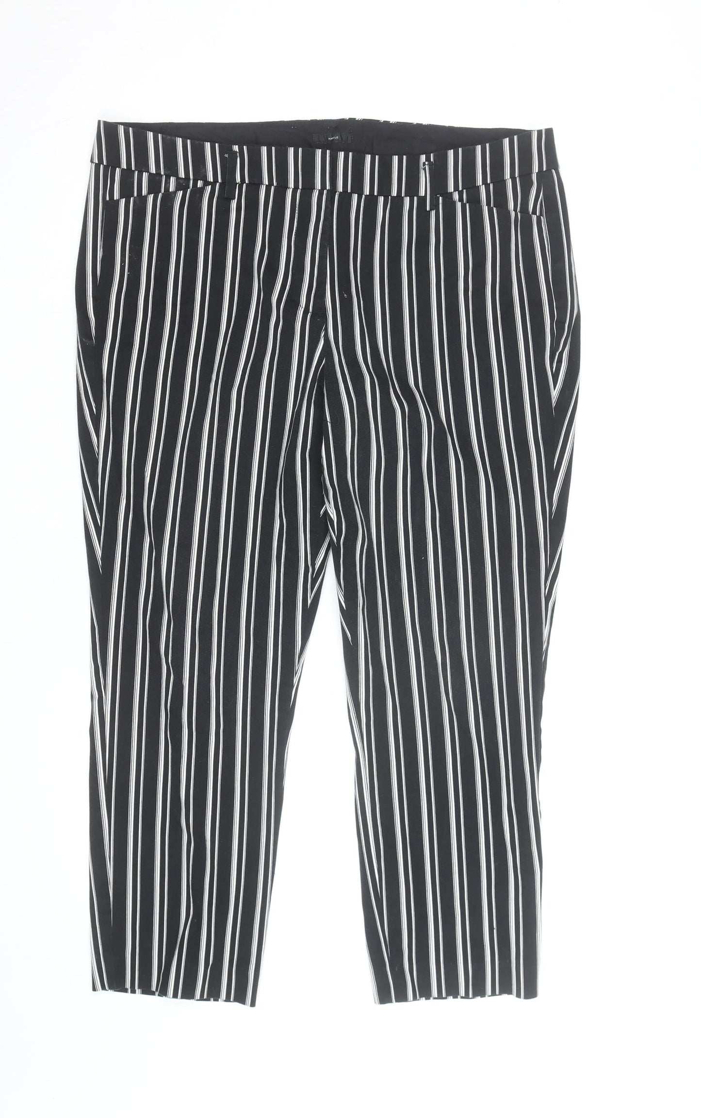 Worthington Women’s Black Striped Ankle Slim Trousers Size 14