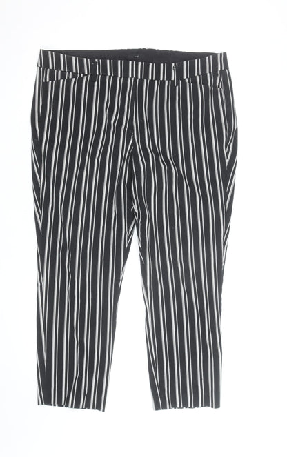 Worthington Women’s Black Striped Ankle Slim Trousers Size 14