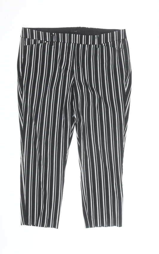 Worthington Women’s Black Striped Ankle Slim Trousers Size 14