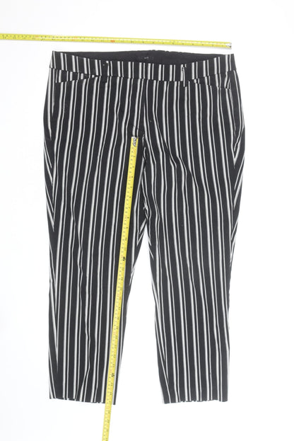 Worthington Women’s Black Striped Ankle Slim Trousers Size 14