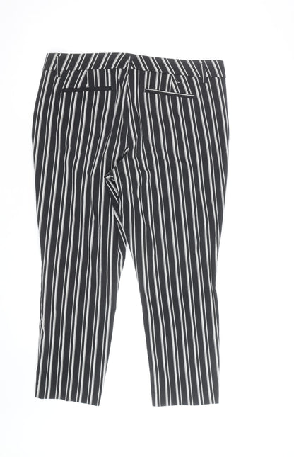 Worthington Women’s Black Striped Ankle Slim Trousers Size 14