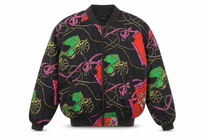 Robert Stock Men's Multicoloured Silk Bomber Jacket S Retro Vintage