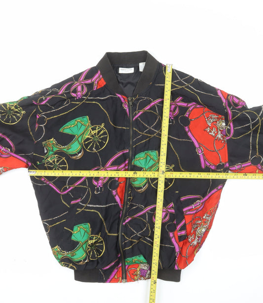 Robert Stock Men's Multicoloured Silk Bomber Jacket S Retro Vintage