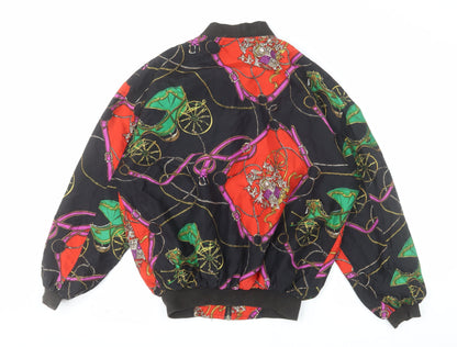 Robert Stock Men's Multicoloured Silk Bomber Jacket S Retro Vintage