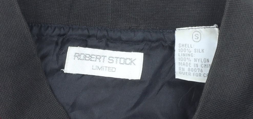 Robert Stock Men's Multicoloured Silk Bomber Jacket S Retro Vintage